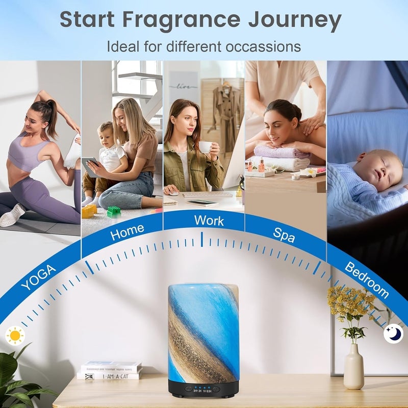 JOYOLO Essential Oil Diffuser, 120 ml Glass Aromatherapy Diffuser with 7 Color Lights, Auto Shut-Off and 4 Timer Settings, Ultrasonic Cool Mist Diffuser for Home Room Office (Galaxy Mist) - Image 5